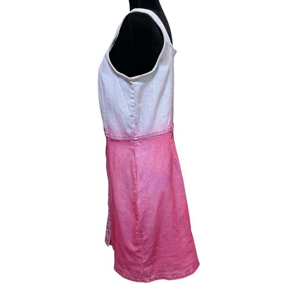Jordache Vintage Ombre Pink Denim Button Front Tank Dress Size Large - Picture 6 of 10